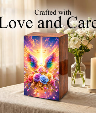 Angel Wings Cremation Urn – Personalized Funeral Flower Memorial Keepsake Box