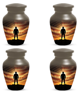 Military Soldier Urn for Dad – American Flag Cremation Urns for Ashes | Custom Veteran Memorial Funeral Keepsake for Men