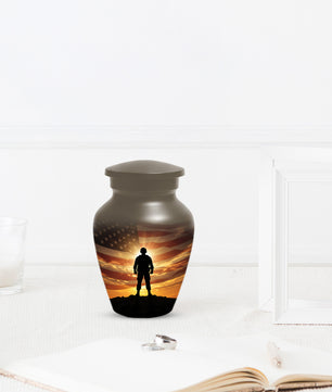 Military Soldier Urn for Dad – American Flag Cremation Urns for Ashes | Custom Veteran Memorial Funeral Keepsake for Men