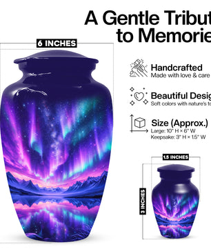 Aurora Borealis Urn for Mom or Dad, Northern Lights Cremation Urn for Women & Men