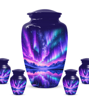 Aurora Borealis Urn for Mom or Dad, Northern Lights Cremation Urn for Women & Men