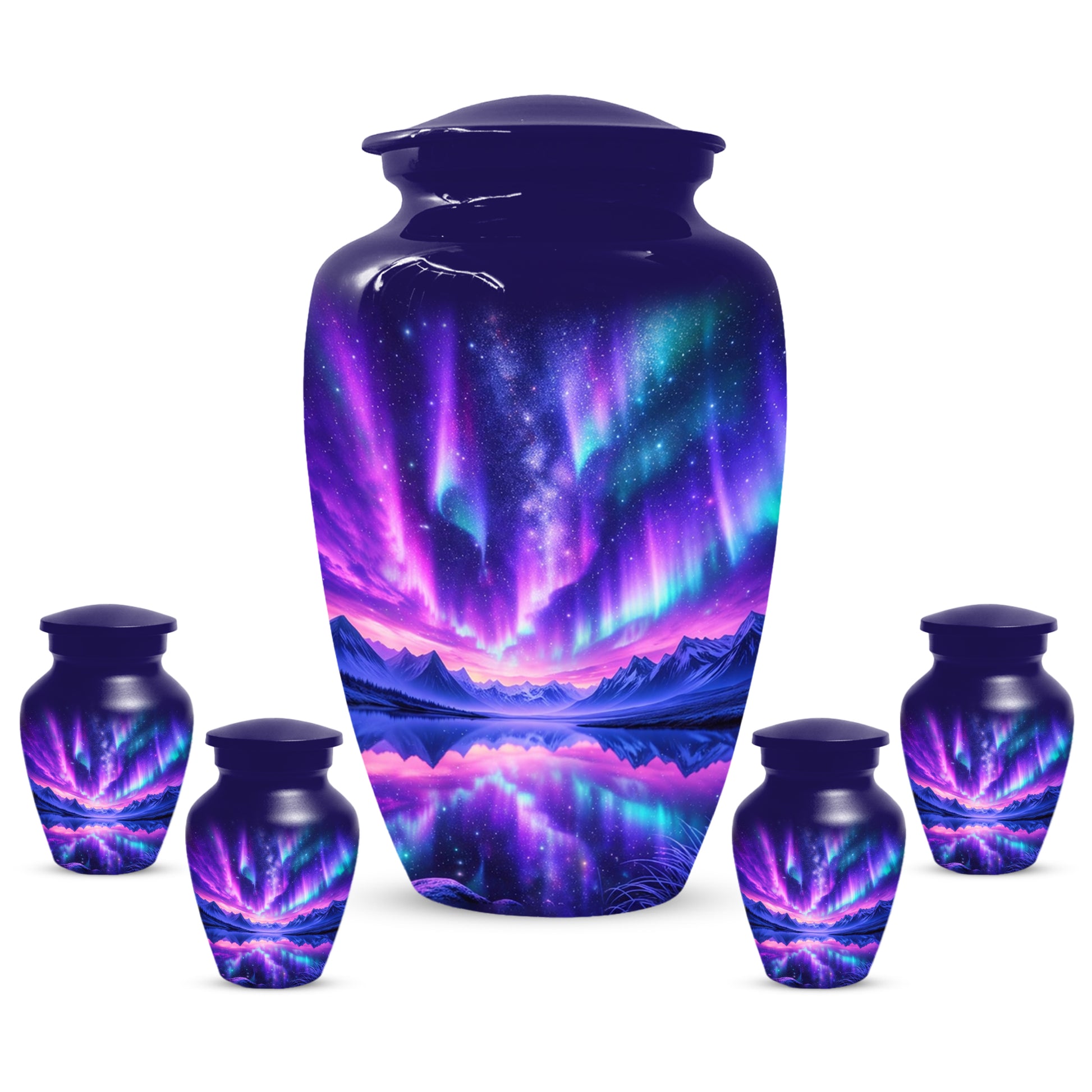 Aurora Borealis Urn for Mom or Dad, Northern Lights Cremation Urn for Women & Men