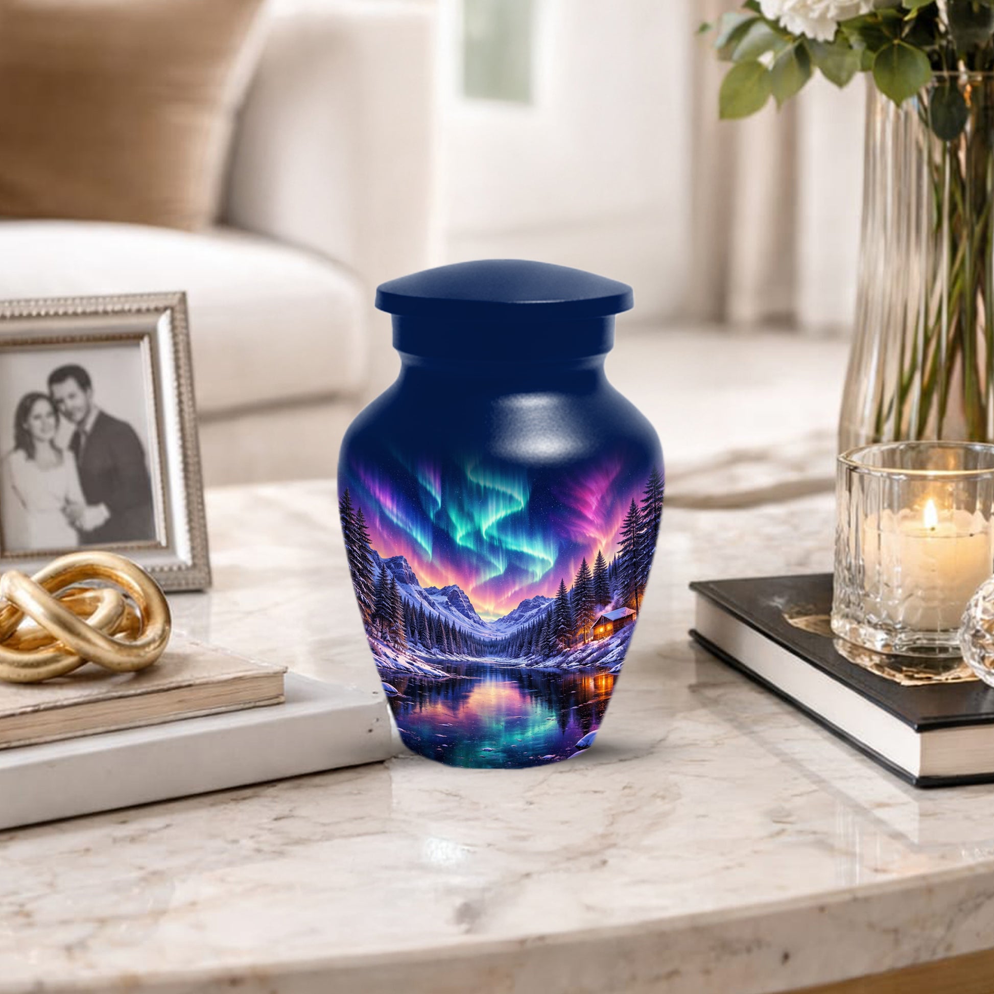 Aurora Borealis Urn for Mom and Dad -  Personalized Memorial Cremation Urns for Men and Women
