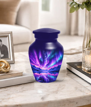 Aurora Borealis Urn for Mom or Dad, Northern Lights Cremation Urn for Women & Men