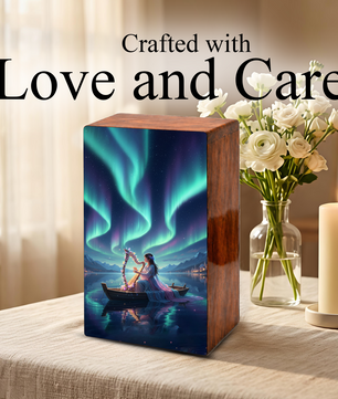 Northern Lights Urn For Women Ashes - Aurora Borealis Keepsake For Adult Female