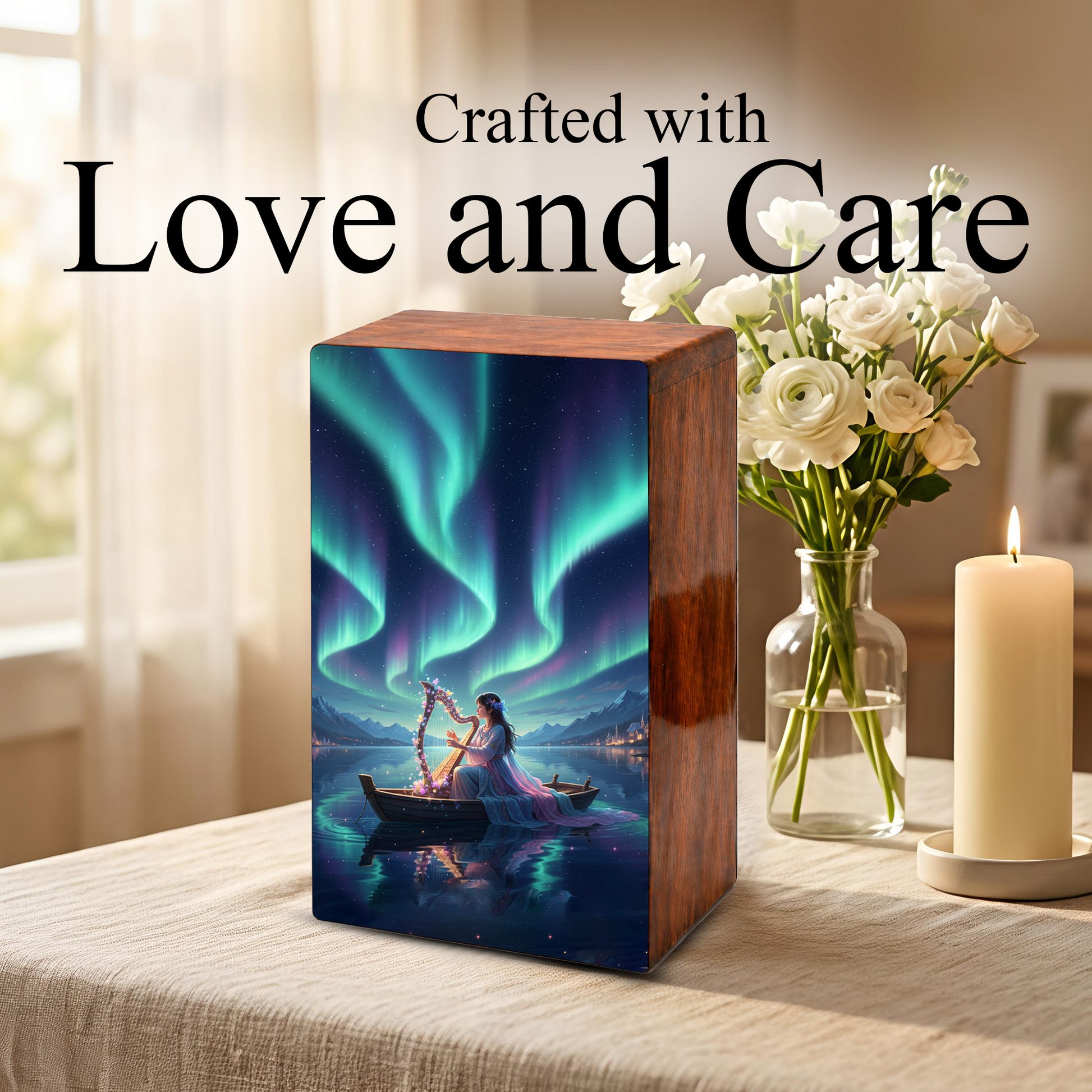 Northern Lights Urn For Women Ashes - Aurora Borealis Keepsake For Adult Female