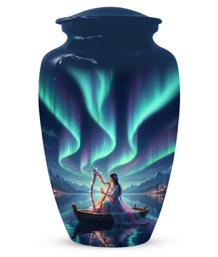 Northern Lights Urn for Human Ashes, Personalized Aurora Cremation Urn