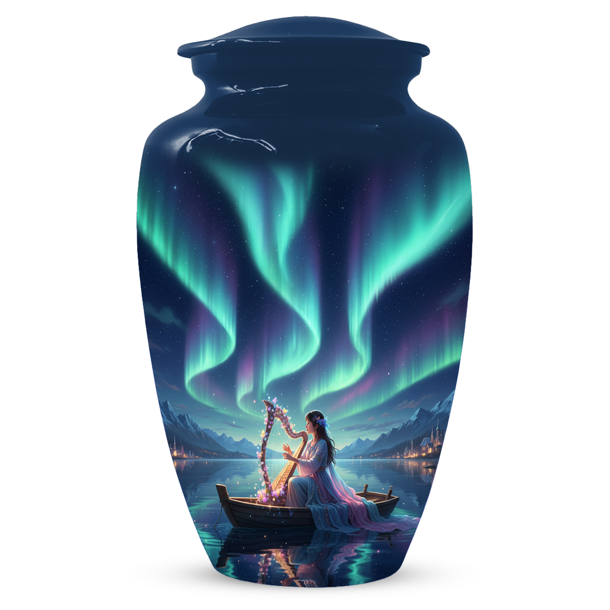 Northern Lights Urn for Human Ashes, Personalized Aurora Cremation Urn