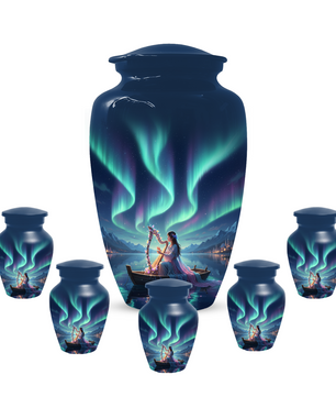 Northern Lights Urn for Human Ashes, Personalized Aurora Cremation Urn