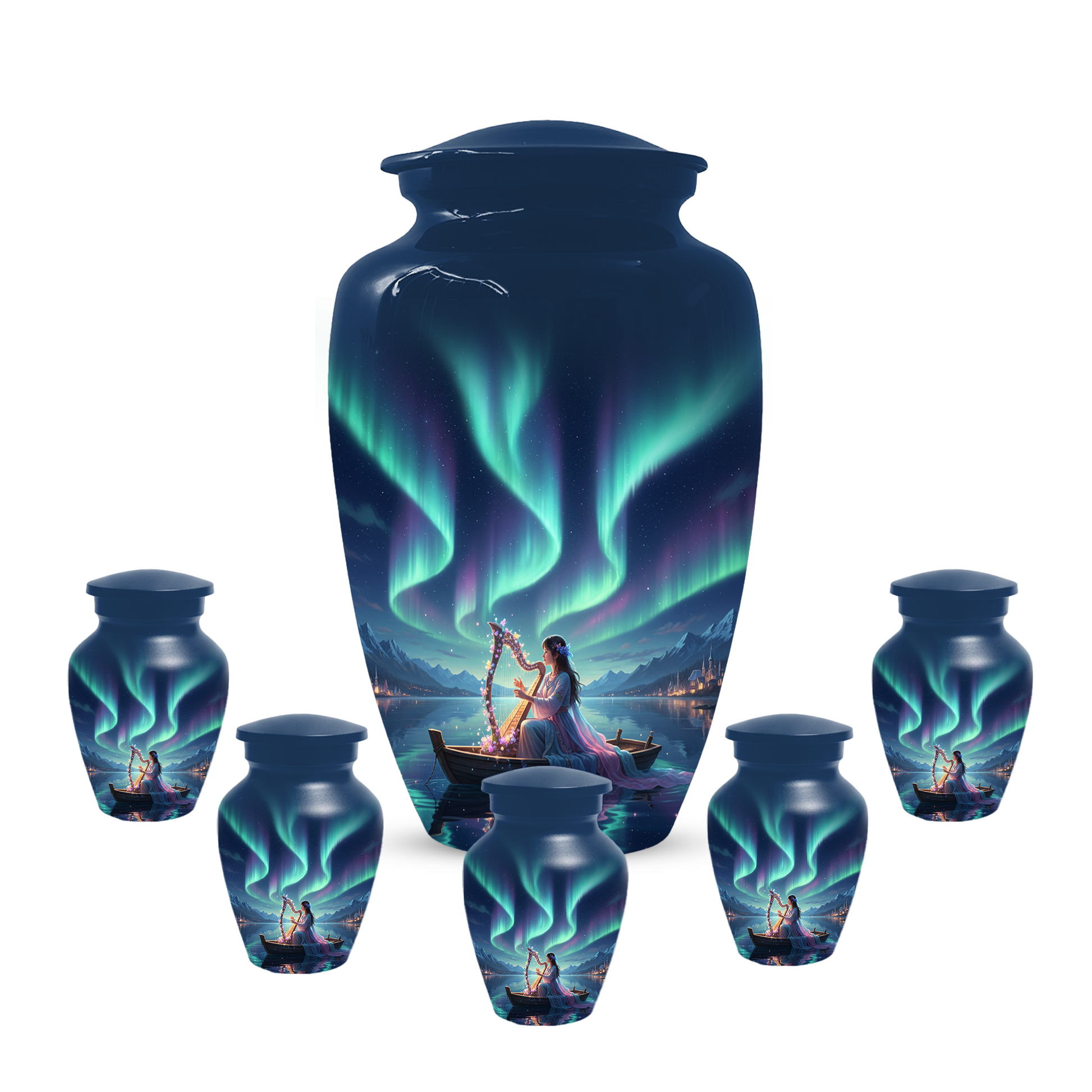 Northern Lights Urn for Human Ashes, Personalized Aurora Cremation Urn