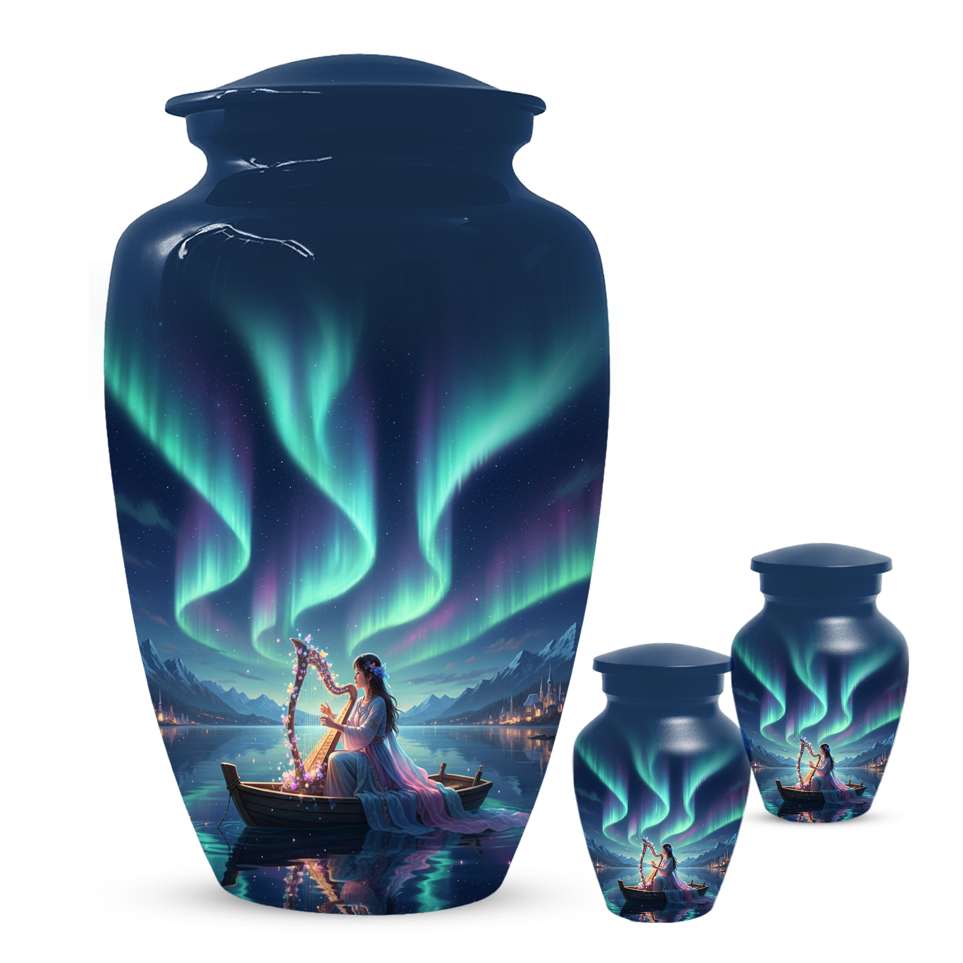 Northern Lights Urn for Human Ashes, Personalized Aurora Cremation Urn