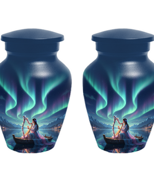 Northern Lights Urn for Human Ashes, Personalized Aurora Cremation Urn
