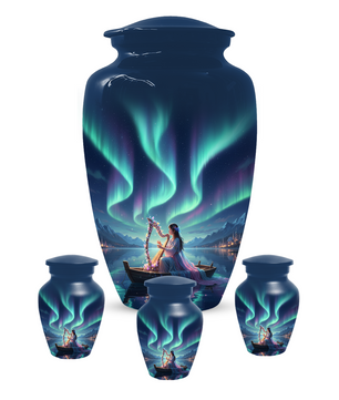 Northern Lights Urn for Human Ashes, Personalized Aurora Cremation Urn