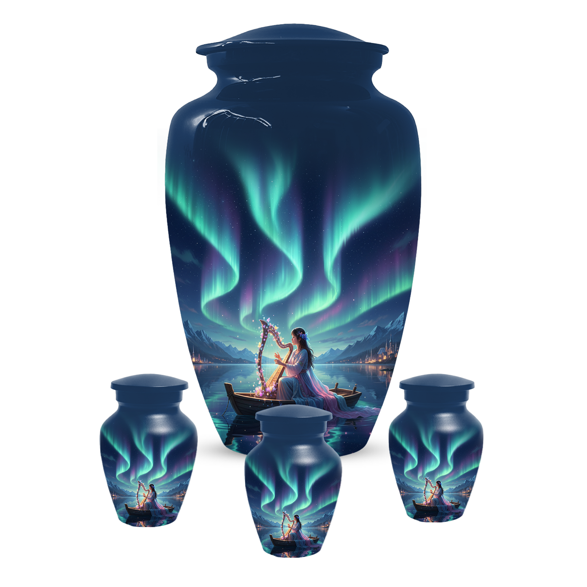 Northern Lights Urn for Human Ashes, Personalized Aurora Cremation Urn