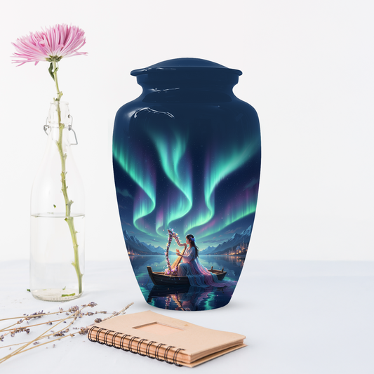 Northern Lights Urn for Human Ashes, Personalized Aurora Cremation Urn