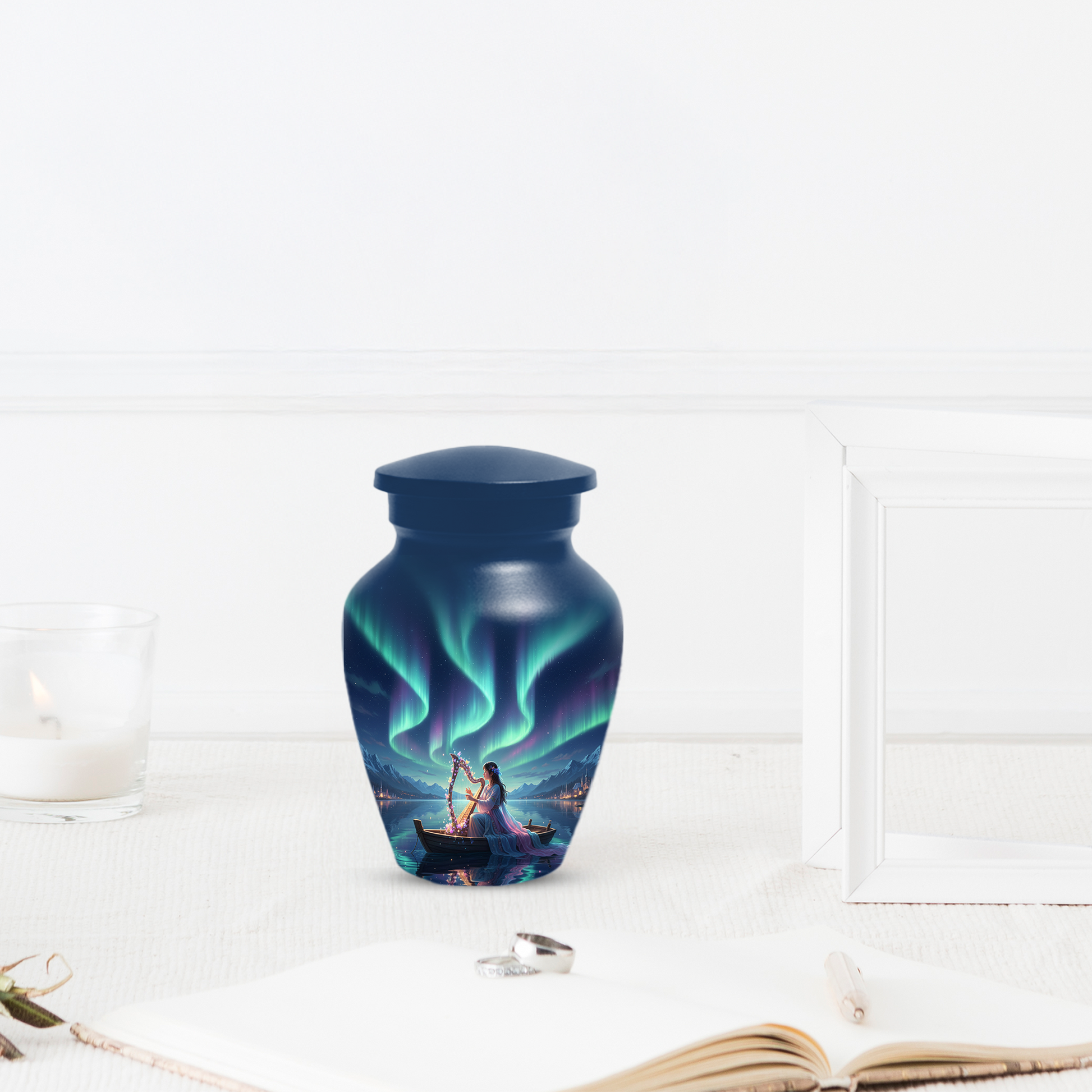 Northern Lights Urn for Human Ashes, Personalized Aurora Cremation Urn