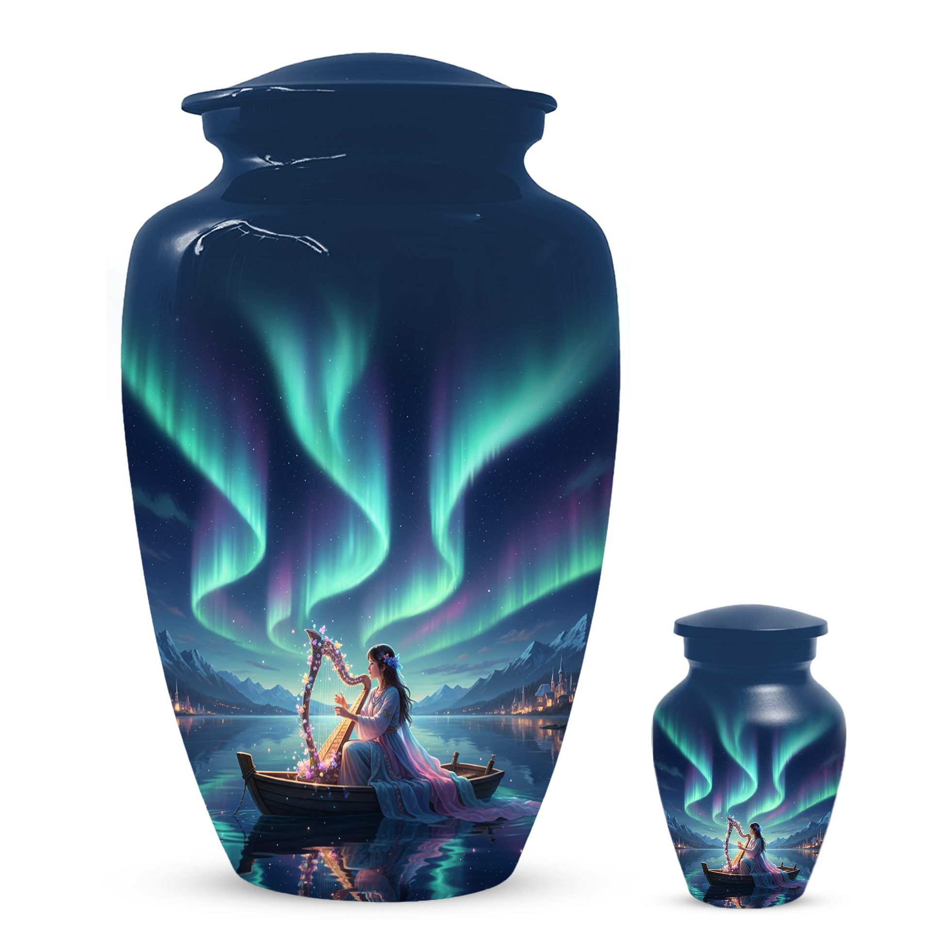 Northern Lights Urn for Human Ashes, Personalized Aurora Cremation Urn