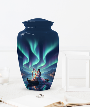Northern Lights Urn for Human Ashes, Personalized Aurora Cremation Urn