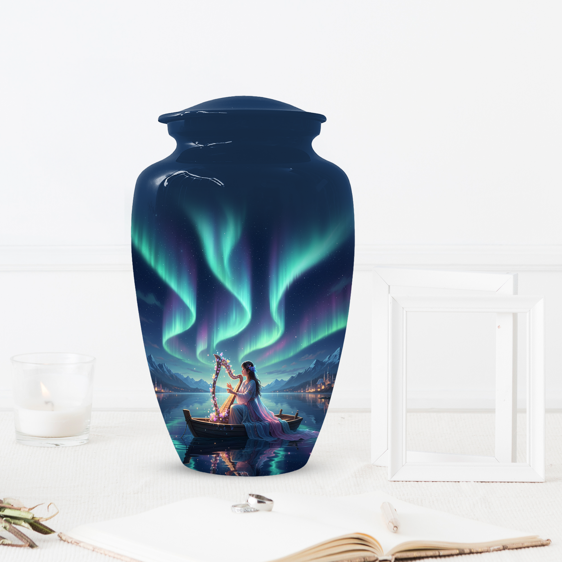 Northern Lights Urn for Human Ashes, Personalized Aurora Cremation Urn