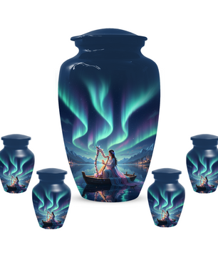 Northern Lights Urn for Human Ashes, Personalized Aurora Cremation Urn