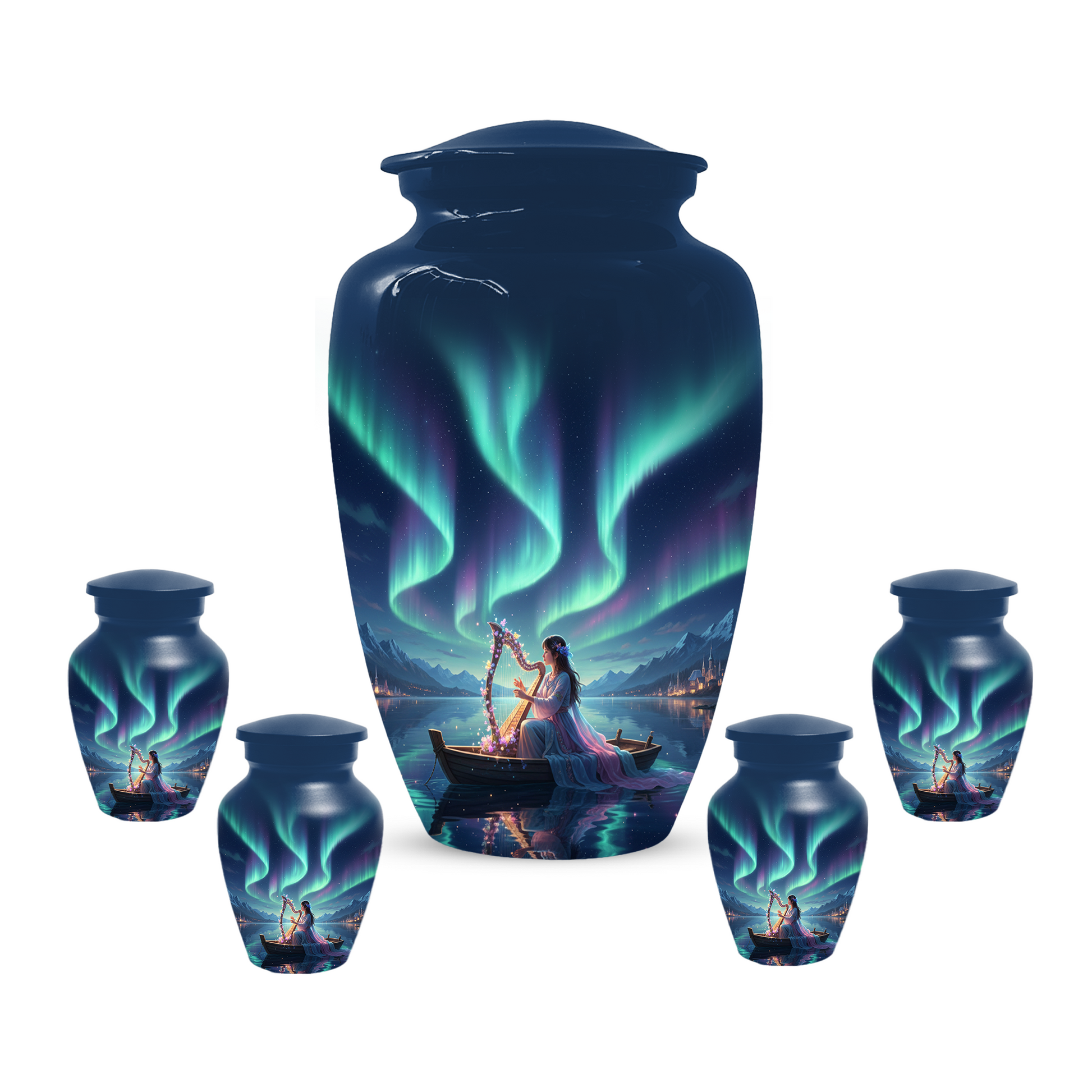 Northern Lights Urn for Human Ashes, Personalized Aurora Cremation Urn