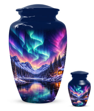 Aurora Borealis Urn for Mom and Dad -  Personalized Memorial Cremation Urns for Men and Women