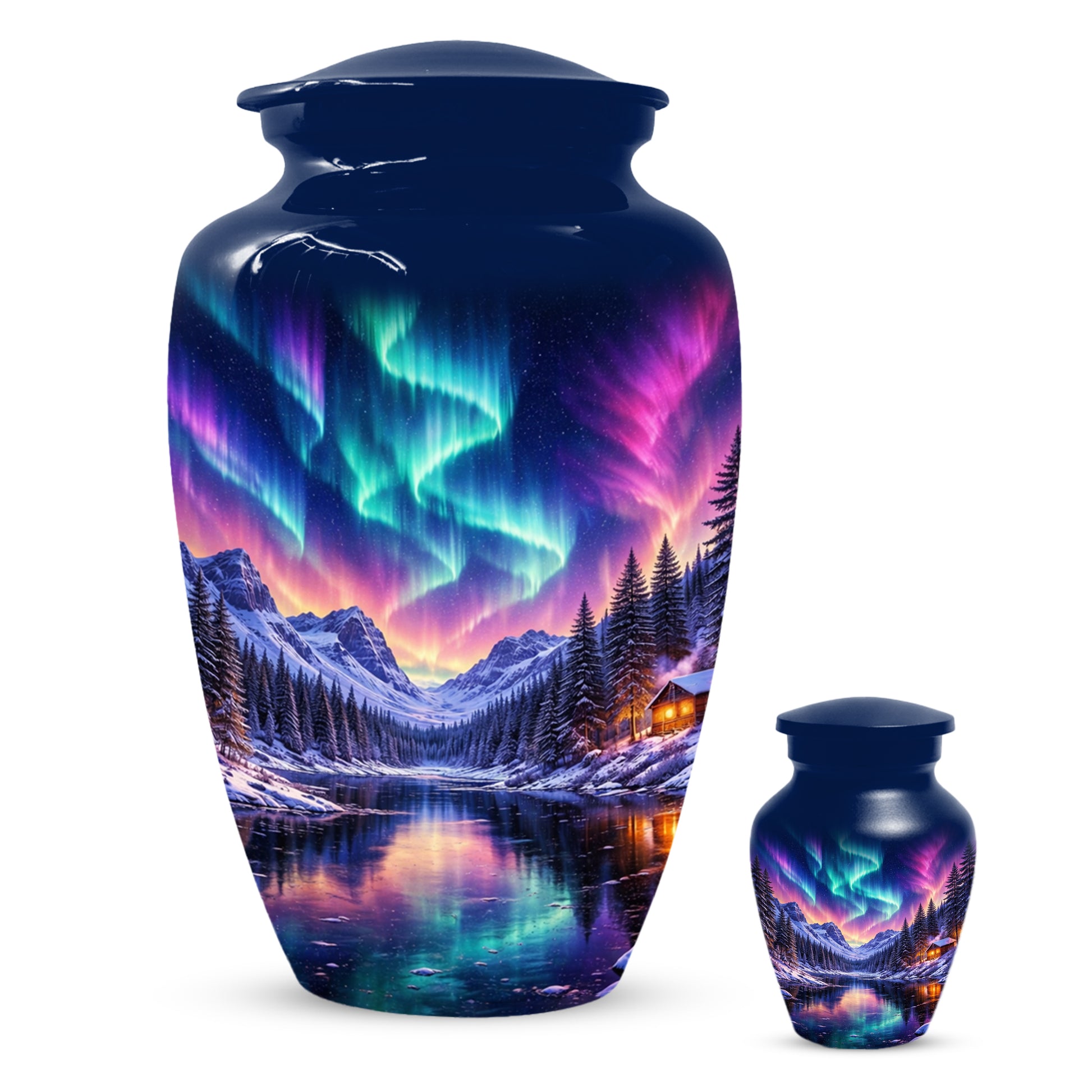 Aurora Borealis Urn for Mom and Dad -  Personalized Memorial Cremation Urns for Men and Women