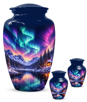 Aurora Borealis Urn for Mom and Dad -  Personalized Memorial Cremation Urns for Men and Women
