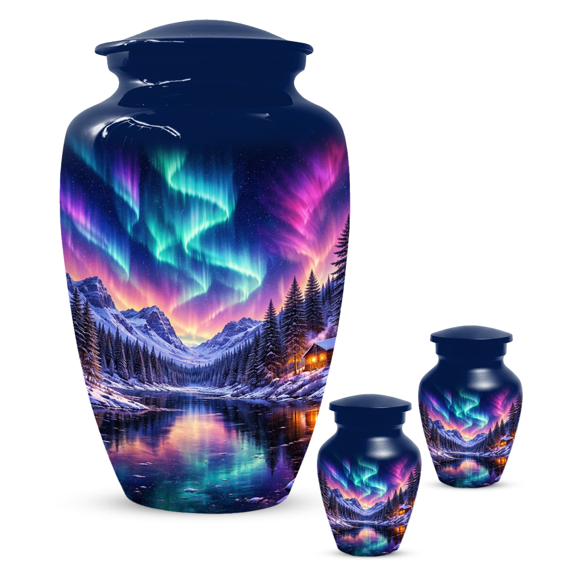 Aurora Borealis Urn for Mom and Dad -  Personalized Memorial Cremation Urns for Men and Women