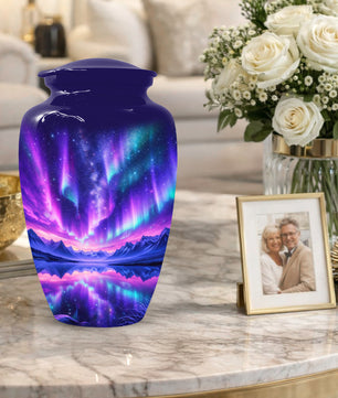 Aurora Borealis Urn for Mom or Dad, Northern Lights Cremation Urn for Women & Men