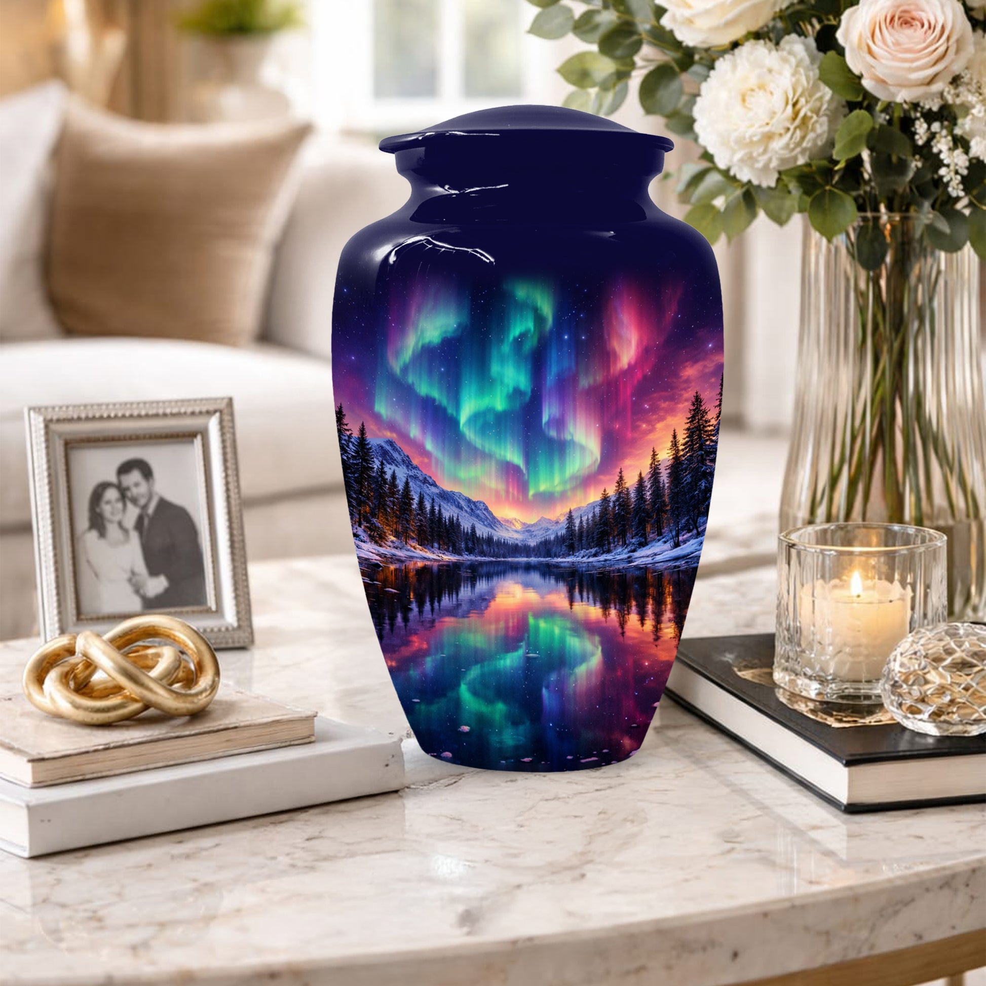 Aurora Borealis Urn for Mom or Dad - Northern Lights Cremation Urns for Women & Men