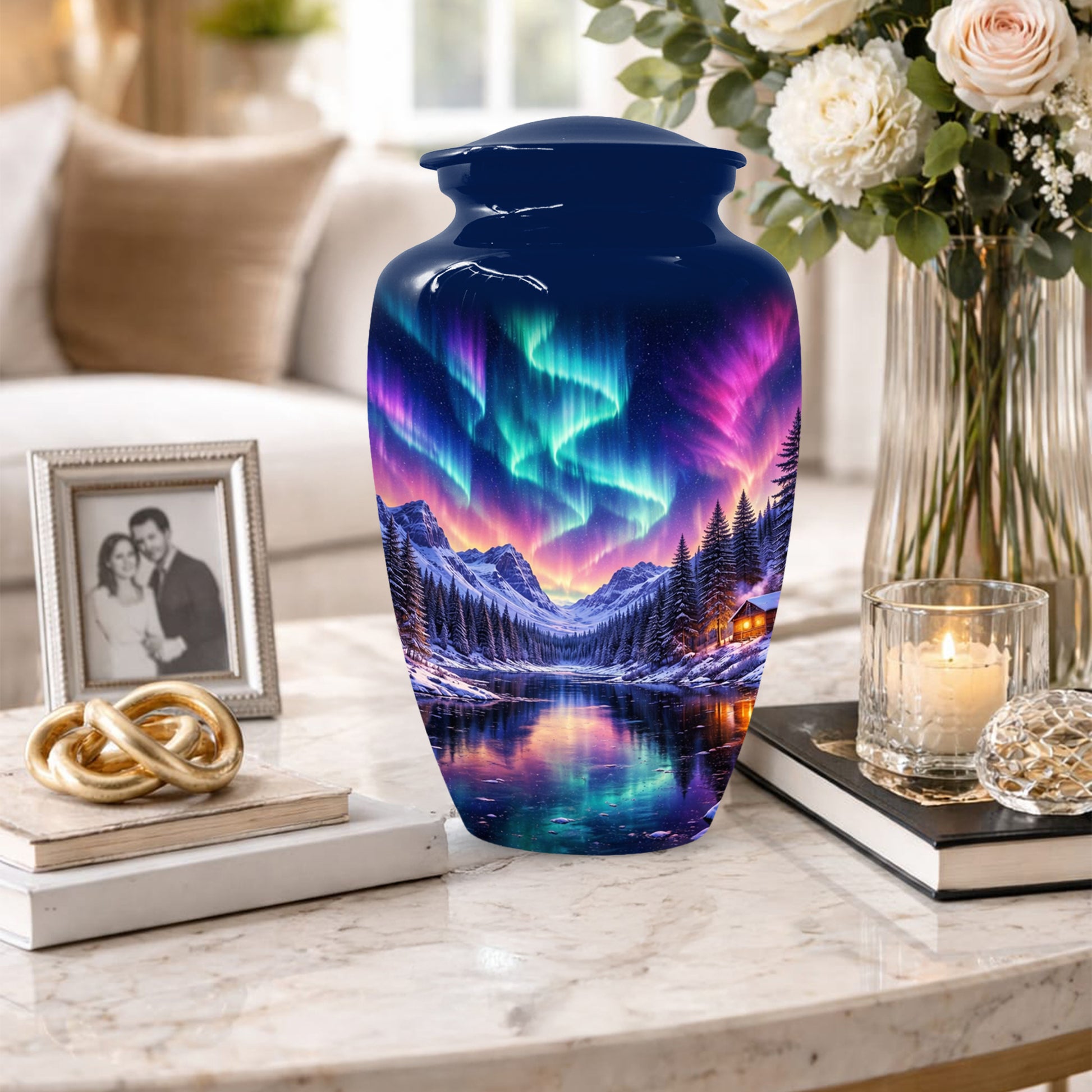 Aurora Borealis Urn for Mom and Dad -  Personalized Memorial Cremation Urns for Men and Women