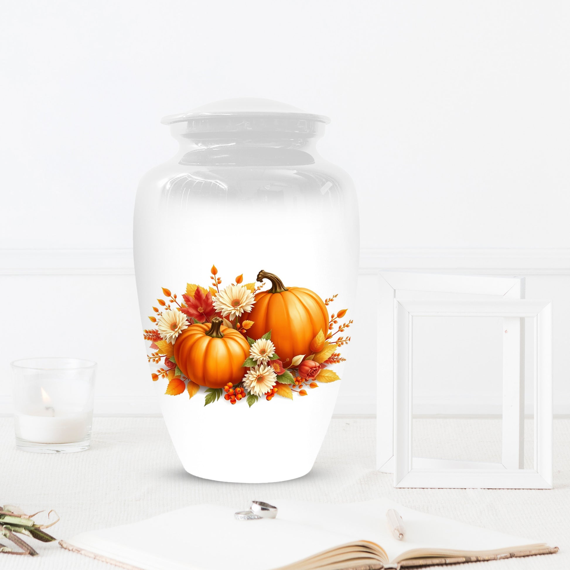 Pumpkin Floral Urn for Mom – Personalized Autumn Cremation Urns for Ashes
