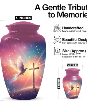 Dove Cremation Urn for Ashes - Cross Religious Urns For Male & Female Ash