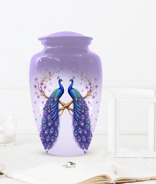 Peacock Companion Urn For Human Ashes - Extra Large Couple Urns For Husband and Wife