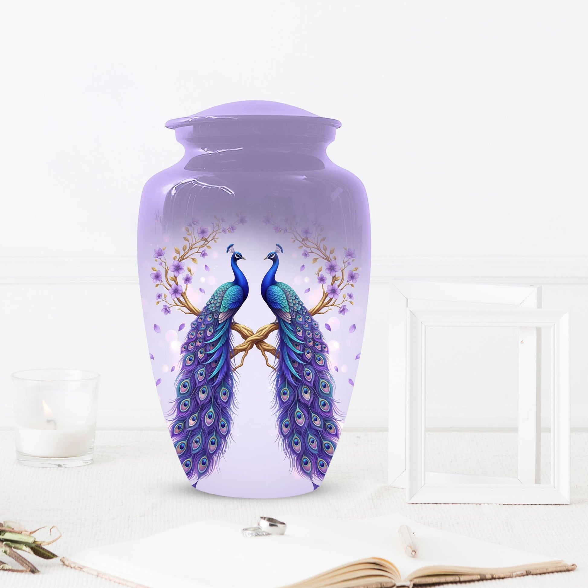 Peacock Companion Urn For Human Ashes - Extra Large Couple Urns For Husband and Wife