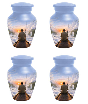 Gone Fishing in Heaven Urn For Male - Personalized Fisherman Small Urns For Dad