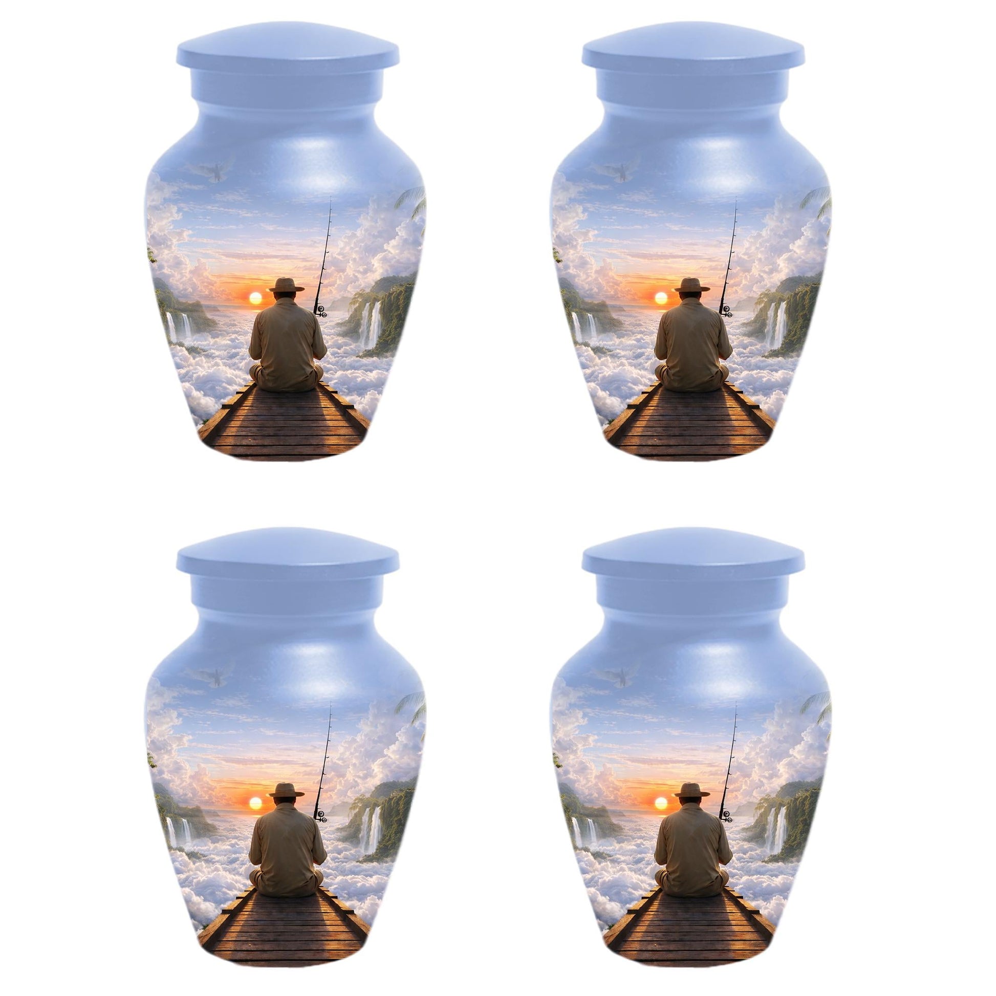 Gone Fishing in Heaven Urn For Male - Personalized Fisherman Small Urns For Dad