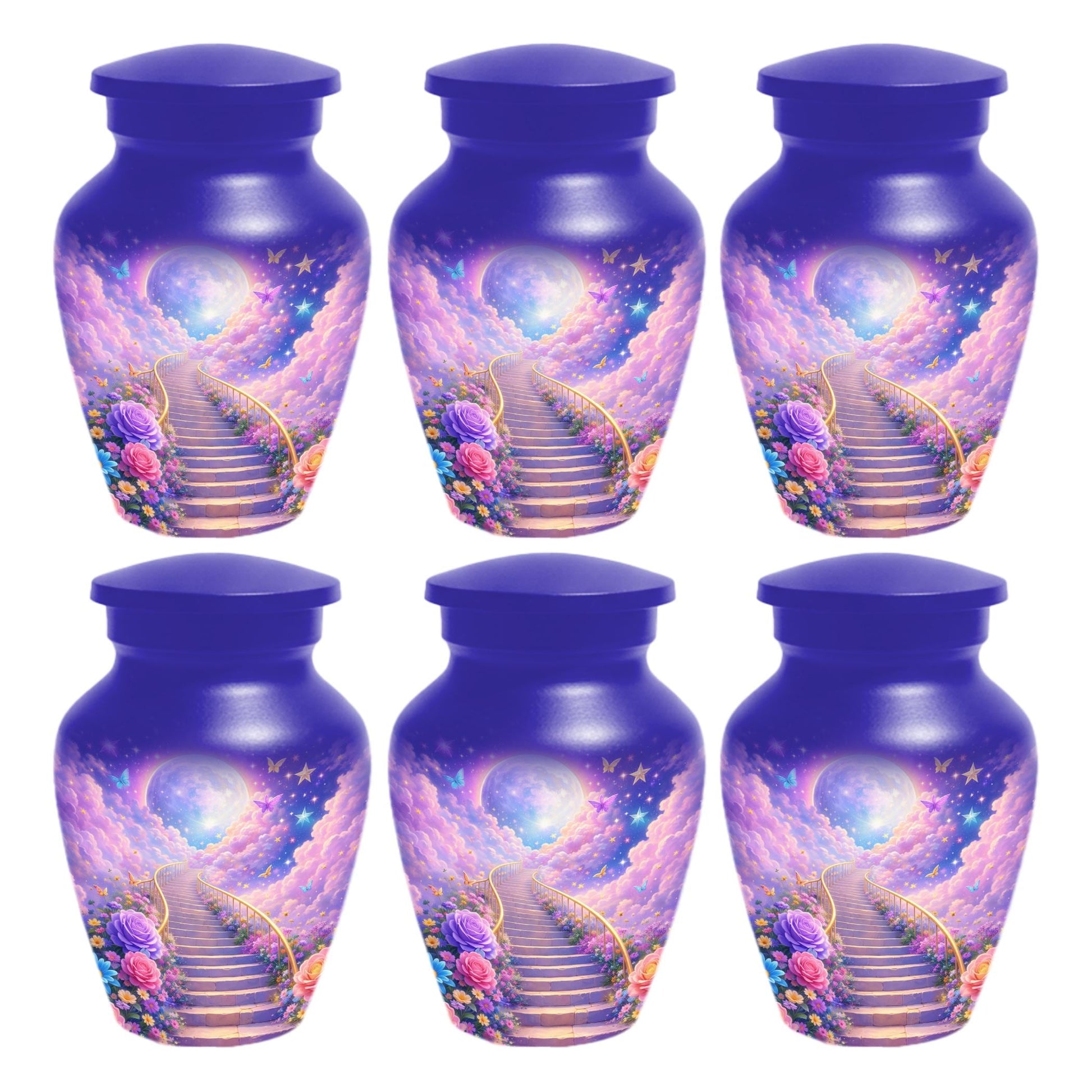 Floral Stairway Heaven Urn For Human Ashes - Moonlit Urns For Cremation, Funeral