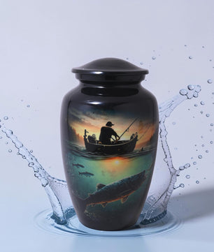 Fishing Urns For Dads Ashes - Fisherman Cremation Urn For Adult Male