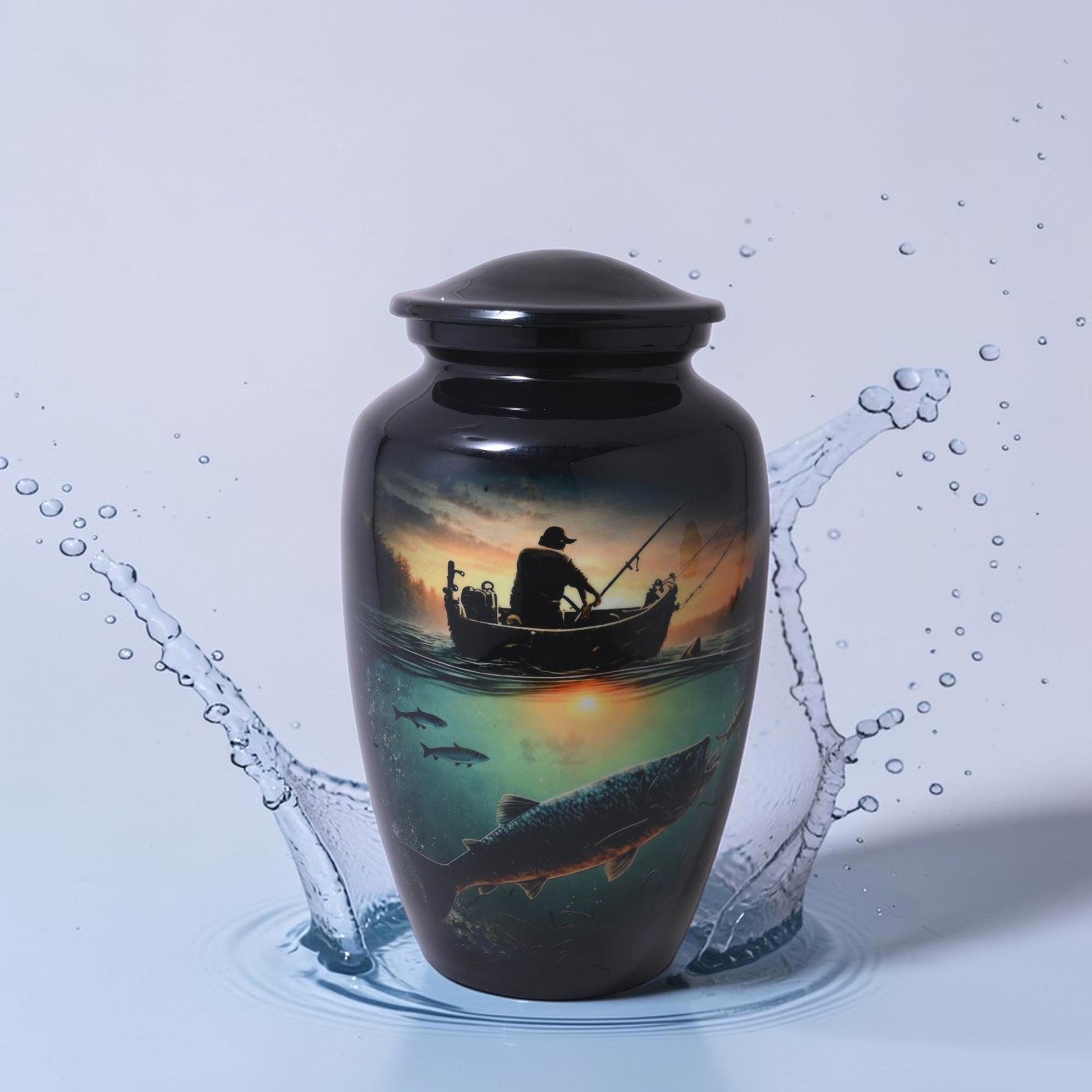 Fishing Urns For Dads Ashes - Fisherman Cremation Urn For Adult Male