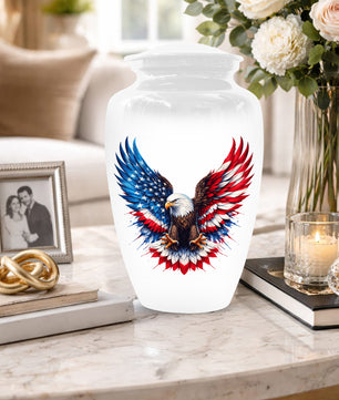 Eagle Urn for Human Ashes - American Flag Memorial Urns for Dad | Patriotic Cremation Keepsake for Men
