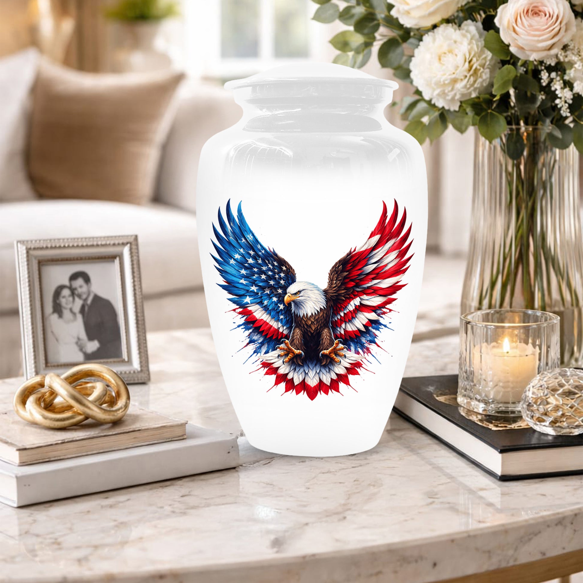 Eagle Urn for Human Ashes - American Flag Memorial Urns for Dad | Patriotic Cremation Keepsake for Men