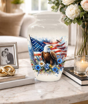 American Eagle Memorial Urn for Male Ashes - Patriotic Cremation Urns for Dad