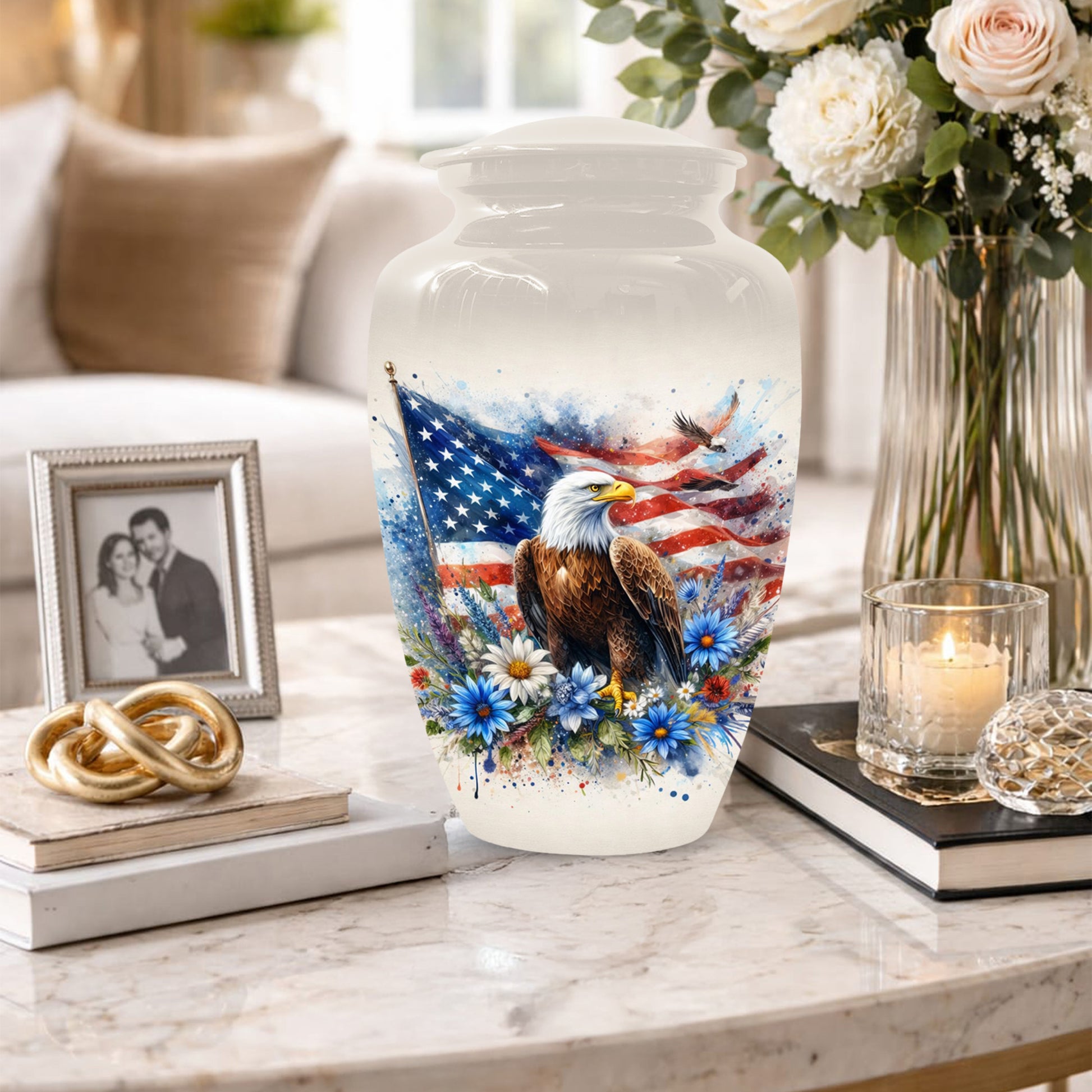 American Eagle Memorial Urn for Male Ashes - Patriotic Cremation Urns for Dad