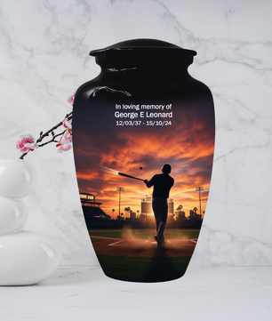 Baseball Player Urn for Human Ashes, Custom Baseball Memorial Urn, Large Adult Cremation Urn