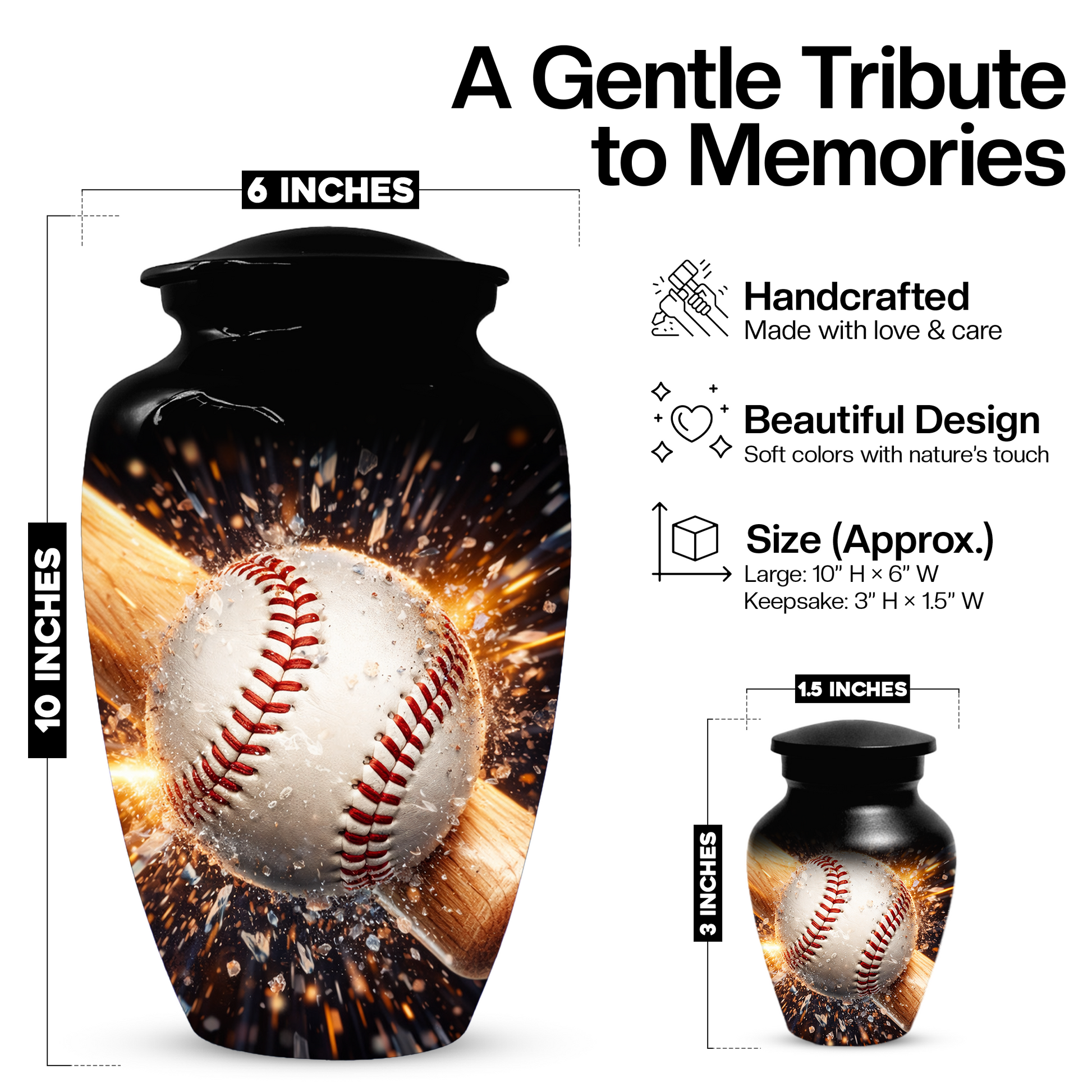 Baseball Memorial Urn | Custom Cremation Urn for Human Ashes