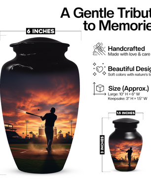 Baseball Player Urn for Human Ashes, Custom Baseball Memorial Urn, Large Adult Cremation Urn