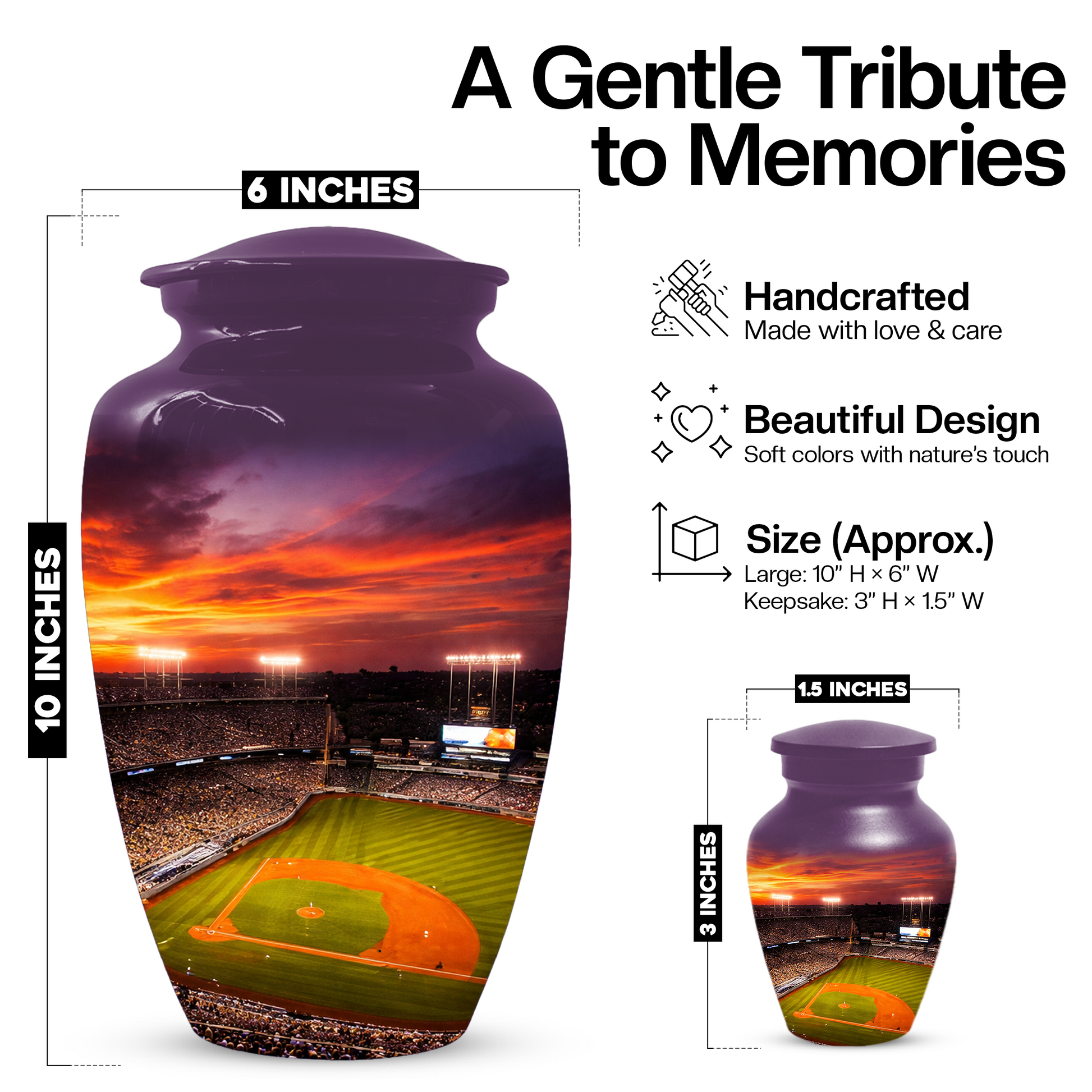 Baseball Stadium Memorial Urn | Custom Cremation Urn for Human Ashes
