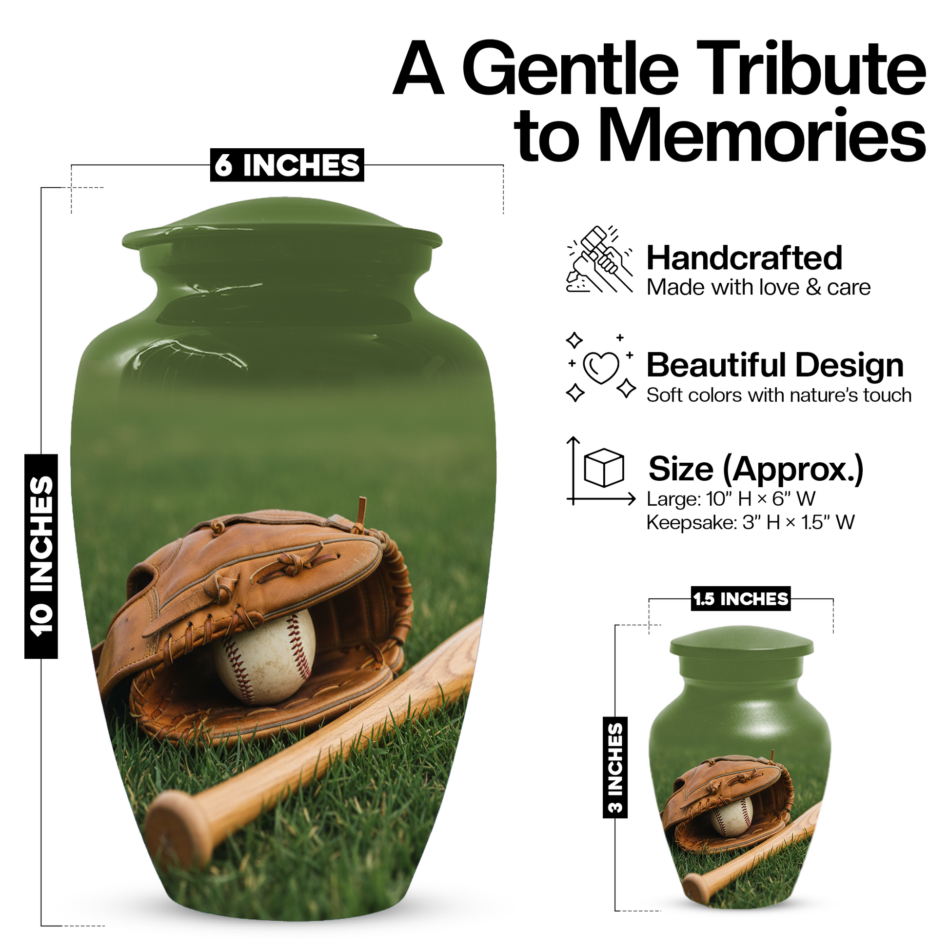 Baseball Urn for Dad | Personalized Cremation Urn for Ashes